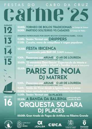 Fechas, información, programa, cartel, imágenes, mapa y ubicación de Virxe do Carme de Cabo de Cruz  en  Boiro