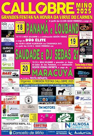 Fechas, información, programa, cartel, imágenes, mapa y ubicación de Virxe do Carme de Callobre  en  Miño