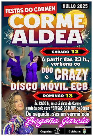 Fechas, información, programa, cartel, imágenes, mapa y ubicación de Virxe do Carme de Corme Aldea   en  Ponteceso