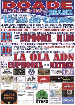 Fechas, información, programa, cartel, imágenes, mapa y ubicación de Virxe do Carme de Doade  en  Beariz