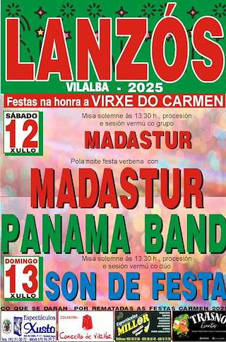 Fechas, información, programa, cartel, imágenes, mapa y ubicación de Virxe do Carme de Lanzós  en  Vilalba