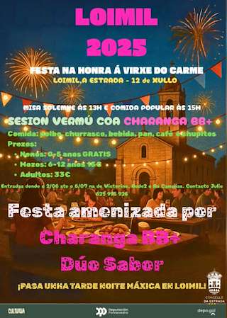 Fechas, información, programa, cartel, imágenes, mapa y ubicación de Virxe do Carme de Loimil   en  A Estrada