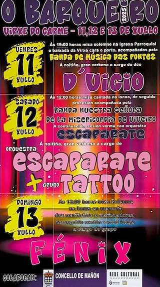 Fechas, información, programa, cartel, imágenes, mapa y ubicación de Virxe do Carme de O Barqueiro  en  Mañón