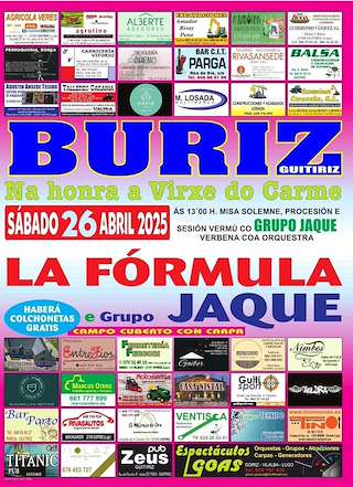 Fechas, información, programa, cartel, imágenes, mapa y ubicación de Virxe do Carme de O Buriz   en  Guitiriz