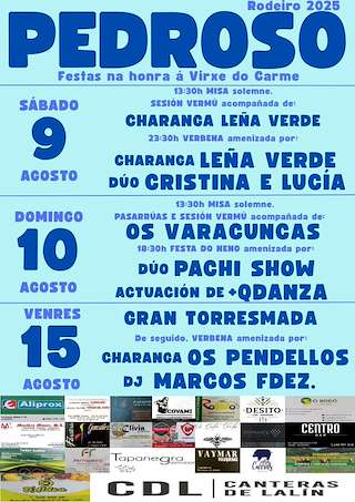 Fechas, información, programa, cartel, imágenes, mapa y ubicación de Virxe do Carme de Pedroso  en  Rodeiro