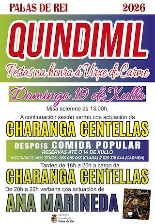 Fechas, información, programa, cartel, imágenes, mapa y ubicación de Virxe do Carme de Quindimil (2026)  en  Palas de Rei