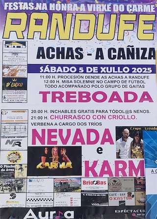 Fechas, información, programa, cartel, imágenes, mapa y ubicación de Virxe do Carme de Randufe  en  A Caniza