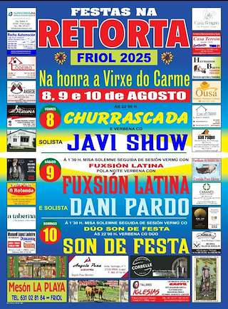 Fechas, información, programa, cartel, imágenes, mapa y ubicación de Virxe do Carme de Retorta  en  Friol