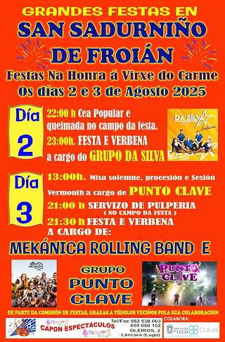 Fechas, información, programa, cartel, imágenes, mapa y ubicación de Virxe do Carme de San Sadurniño de Froián  en  Sarria