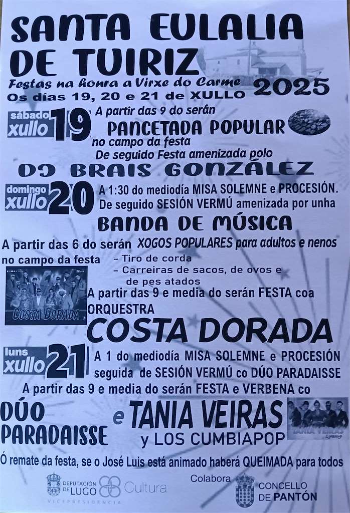 Virxe do Carme de Santa Eulalia de Tuiriz (2025) en Pantón
