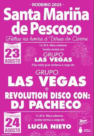 Fechas, información, programa, cartel, imágenes, mapa y ubicación de Virxe do Carme de Santa Mariña de Pescoso  en  Rodeiro