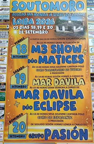 Fechas, información, programa, cartel, imágenes, mapa y ubicación de Virxe do Carme de Soutomoro de Loiba (2026) en Ortigueira