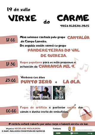 Fechas, información, programa, cartel, imágenes, mapa y ubicación de Virxe do Carme de Tres Aldeas  en  Cerdedo-Cotobade