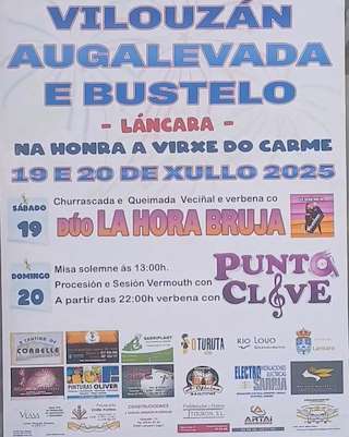 Fechas, información, programa, cartel, imágenes, mapa y ubicación de Virxe do Carme de Vilouzán, Augalevada e Bustelo  en  Láncara