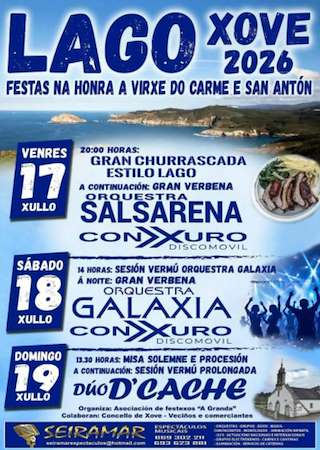 Fechas, información, programa, cartel, imágenes, mapa y ubicación de Virxe do Carme e San Antón de Lago (2026)  en  Xove