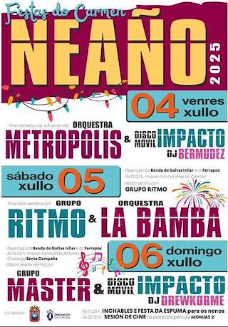 Fechas, información, programa, cartel, imágenes, mapa y ubicación de Virxe do Carme e San Antonio de Neaño  en  Cabana de Bergantiños