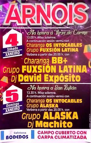 Fechas, información, programa, cartel, imágenes, mapa y ubicación de Virxe do Carme e San Xulián de Arnois  en  A Estrada