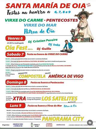 Fechas, información, programa, cartel, imágenes, mapa y ubicación de Virxe do Carme, Pentecosés y Virxe do Mar  en  Oia