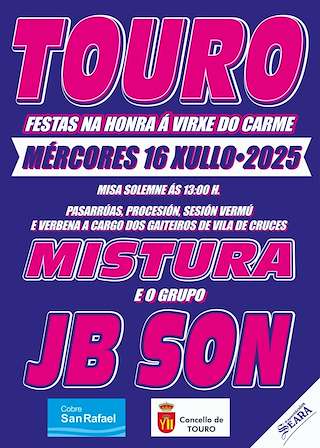 Fechas, información, programa, cartel, imágenes, mapa y ubicación de Virxe do Carme  en  Touro