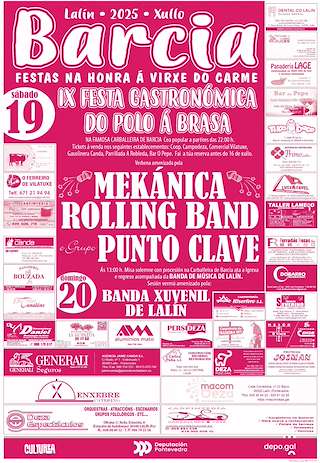 Fechas, información, programa, cartel, imágenes, mapa y ubicación de Virxe do Carmen de Barcia - IX Festa do Polo á Brasa   en  Lalín