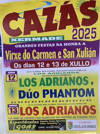 Fechas, información, programa, cartel, imágenes, mapa y ubicación de Virxe do Carmen de Cazás  en  Xermade