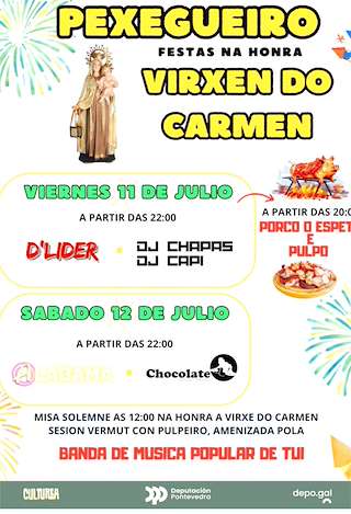 Fechas, información, programa, cartel, imágenes, mapa y ubicación de Virxe do Carmen de Pexegueiro  en  Tui