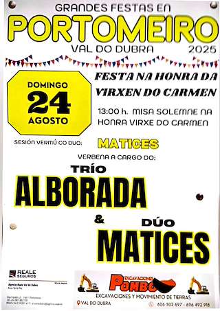 Fechas, información, programa, cartel, imágenes, mapa y ubicación de Virxe do Carmen de Portomeiro (2026)  en  Val do Dubra