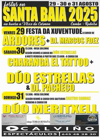 Fechas, información, programa, cartel, imágenes, mapa y ubicación de Virxe do Carmen de Santa Baia  en  Rodeiro