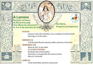 Fechas, información, programa, cartel, imágenes, mapa y ubicación de Virxe do Libramento - Romería de A Lamosa  en  Covelo
