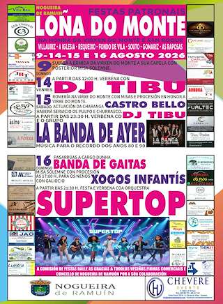 Fechas, información, programa, cartel, imágenes, mapa y ubicación de Virxe do Monte e San Roque de Loña do Monte (2026) en Nogueira de Ramuín