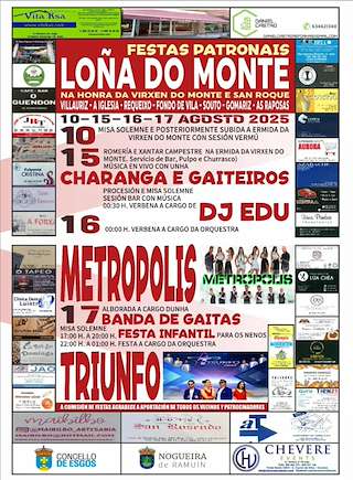 Fechas, información, programa, cartel, imágenes, mapa y ubicación de Virxe do Monte e San Roque de Loña do Monte  en  Nogueira de Ramuín