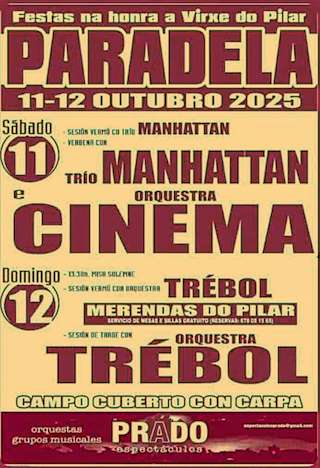 Fechas, información, programa, cartel, imágenes, mapa y ubicación de Virxe do Pilar de Paradela (2025)  en  Curtis