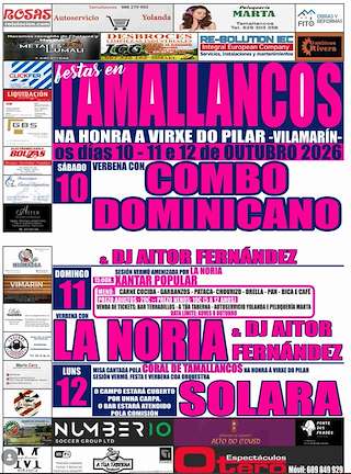 Fechas, información, programa, cartel, imágenes, mapa y ubicación de Virxe do Pilar de Tamallancos (2026)  en  Vilamarín