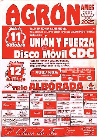 Fechas, información, programa, cartel, imágenes, mapa y ubicación de Virxe do Rosario de Agrón (2025)  en  Ames