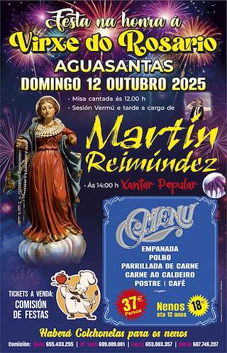 Fechas, información, programa, cartel, imágenes, mapa y ubicación de Virxe do Rosario de Aguasantas  en  Rois