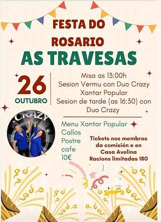 Fechas, información, programa, cartel, imágenes, mapa y ubicación de Virxe do Rosario de As Travesas  (2025)  en  Carral