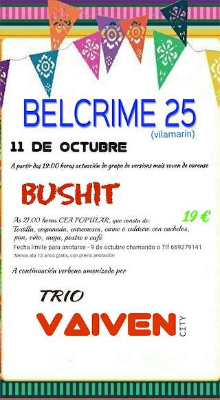 Fechas, información, programa, cartel, imágenes, mapa y ubicación de Virxe do Rosario de Belcrime  en  Vilamarín