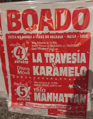 Fechas, información, programa, cartel, imágenes, mapa y ubicación de Virxe do Rosario de Boado  en  Mesía