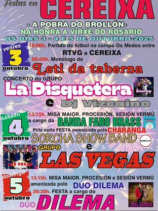 Fechas, información, programa, cartel, imágenes, mapa y ubicación de Virxe do Rosario de Cereixa  en  A Pobra do Brollón