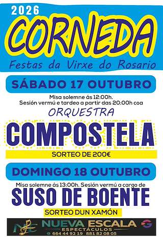 Fechas, información, programa, cartel, imágenes, mapa y ubicación de Virxe do Rosario de Corneda (2026)  en  Boimorto