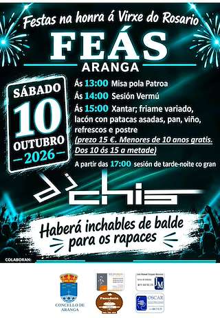 Fechas, información, programa, cartel, imágenes, mapa y ubicación de Virxe do Rosario de Feás (2026)  en  Aranga