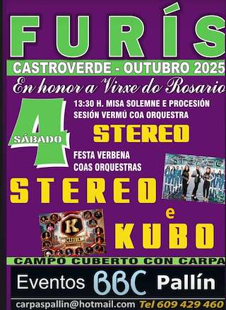 Fechas, información, programa, cartel, imágenes, mapa y ubicación de Virxe do Rosario de Furis  en  Castroverde
