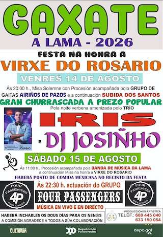 Fechas, información, programa, cartel, imágenes, mapa y ubicación de Virxe do Rosario de Gaxate (2026) en A Lama