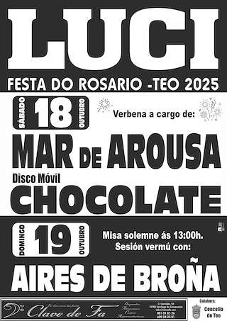 Fechas, información, programa, cartel, imágenes, mapa y ubicación de Virxe do Rosario de Lucí (2025)  en  Teo