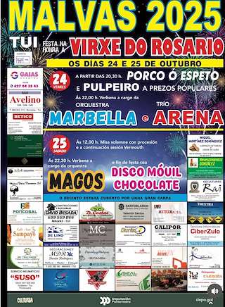 Fechas, información, programa, cartel, imágenes, mapa y ubicación de Virxe do Rosario de Malvas (2025)  en  Tui