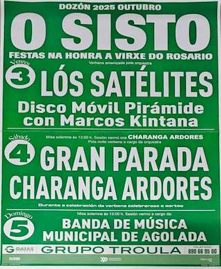 Fechas, información, programa, cartel, imágenes, mapa y ubicación de Virxe do Rosario de O Sixto (2025)  en  Dozón