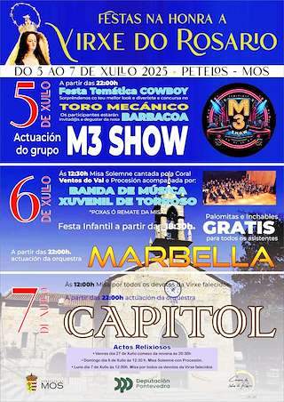 Fechas, información, programa, cartel, imágenes, mapa y ubicación de Virxe do Rosario de Petelos  en  Mos