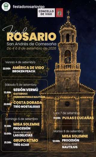 Fechas, información, programa, cartel, imágenes, mapa y ubicación de Virxe do Rosario de San Andrés de Comesaña (2026) en Vigo
