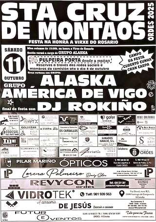 Fechas, información, programa, cartel, imágenes, mapa y ubicación de Virxe do Rosario de Santa Cruz de Montaos (2025)  en  Ordes