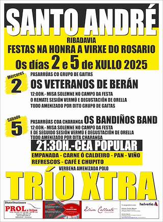 Fechas, información, programa, cartel, imágenes, mapa y ubicación de Virxe do Rosario de Santo André  en  Ribadavia